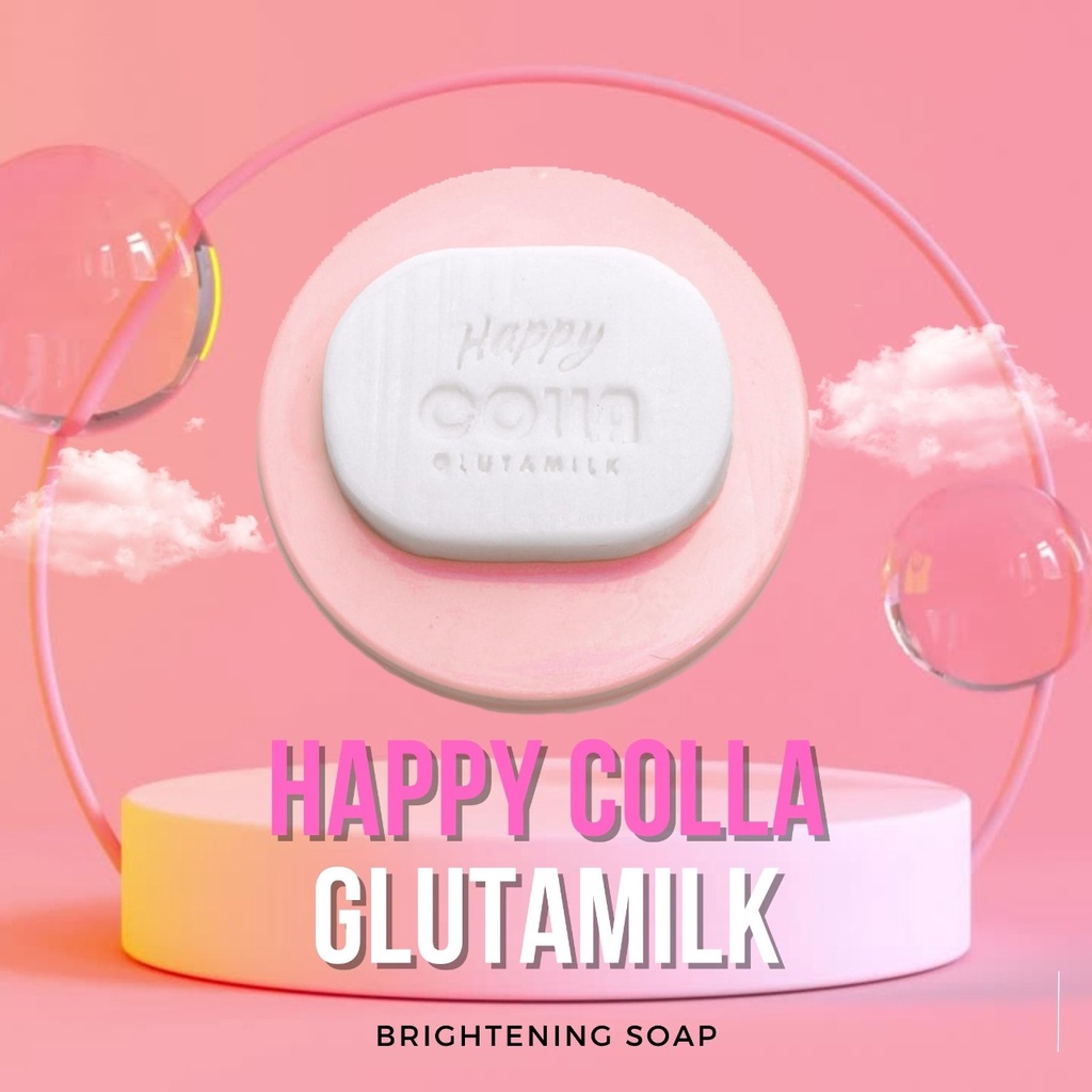 Sabun Happy Colla Glutamilk BPOM Sabun Susu Kambing Pencerah Pemutih Kulit Wajah Tubuh Badan HappyColla Gluta Milk Brightening Soap Whitening Sabun Susu HappyColla Pembersih Pelembab Kulit Wajah Tubuh Badan