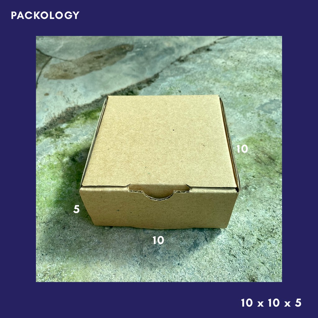 BOX/KARDUS/DUS DIE CUT 10x10x5 cm PIZZA PACKAGING POLOS OLSHOP (best seller untuk barang kecil)-Cokelat