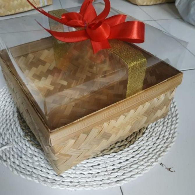 TERBARU READY COD Besek Bambu Mika Tinggi 25 cm|Wadah Sokase Kue|Tempat TERLARIS GROSIR