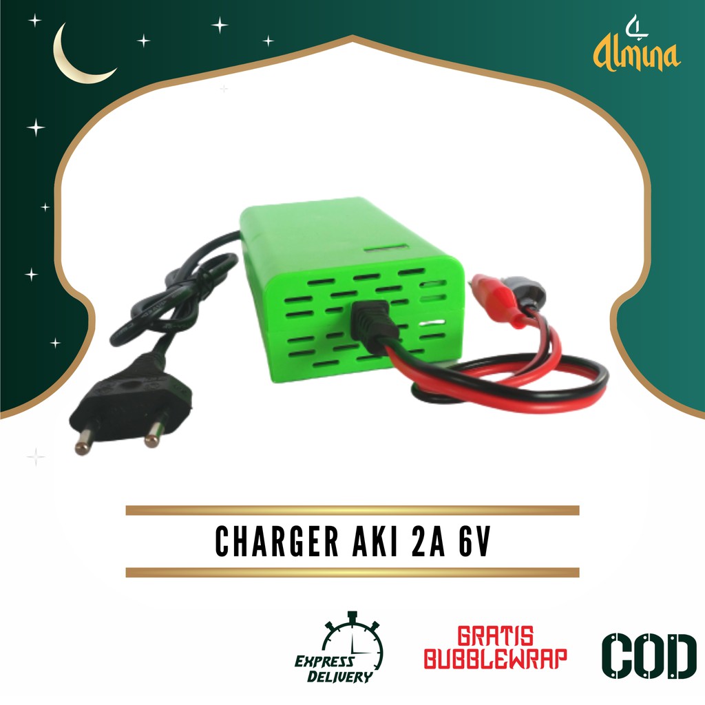 Cas Aki Mobil Mainan 6V 2A Charger Accu Casan Aki Motor Mainan Otomatis Alat Almina