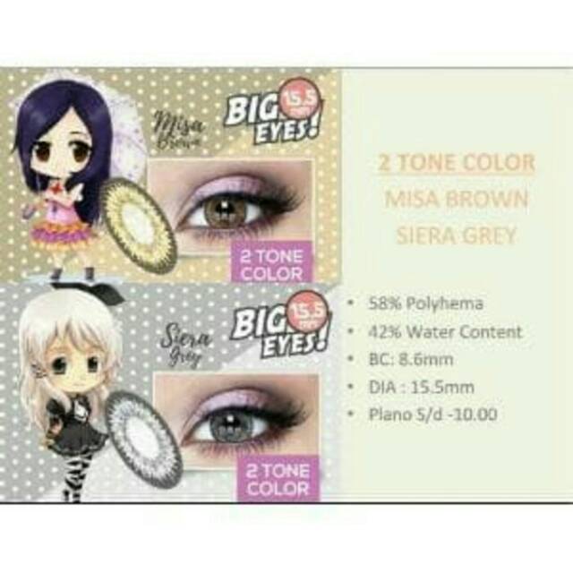 softlens warna karakter jepang diameter besar 15.5 mm murah ready minus