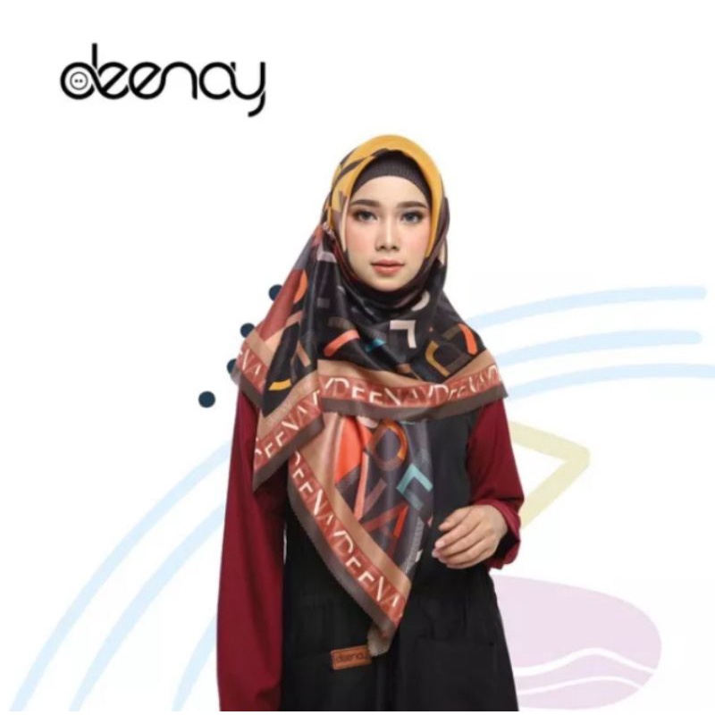 HIJAB SEGI EMPAT DEENAY  MOTIF SAYYLA KUNING