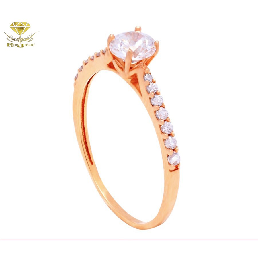 Cincin Wanita Solitaire Emas Berlian Asli ORIGINAL 100% Putih Tunangan Nikah Kawin Wedding Ring WK75
