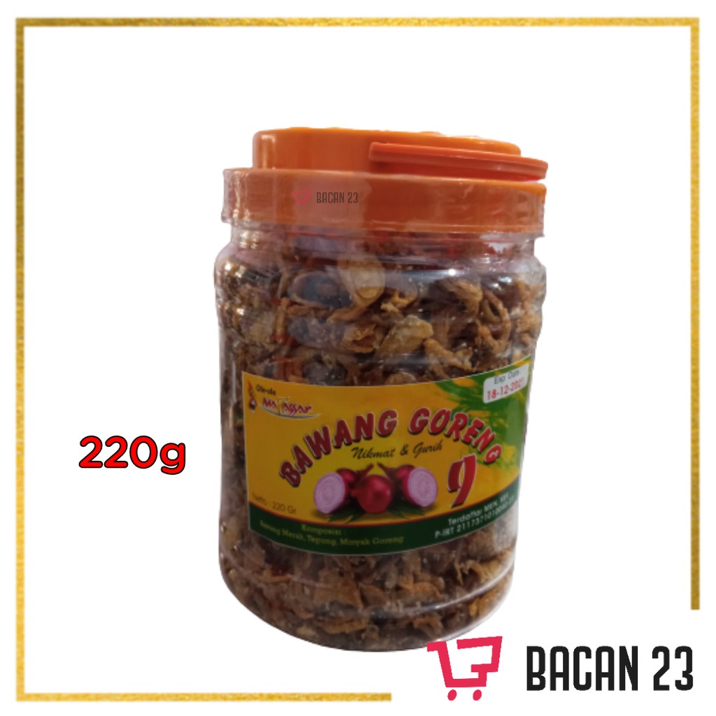 Bawang Goreng Toples 220gr /Oleh-oleh Khas Makassar / Bacan 23 - Bacan23