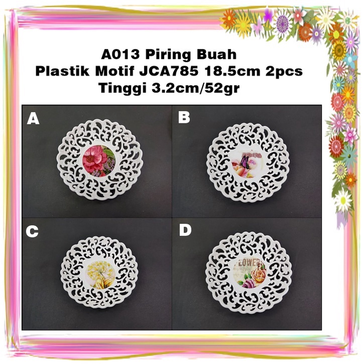 [2pcs]  Piring Buah  Plastik Motif 18.5cm 2pcs