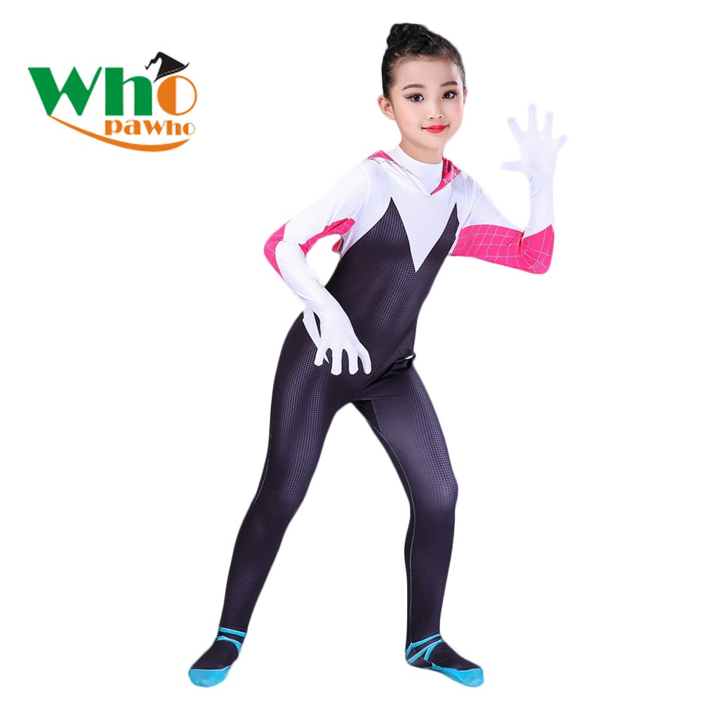 IMPORT New Spider Gwen Costume Spiderman Gwen Stacy Zentai Suit Spidergirl Bodysuit Halloween