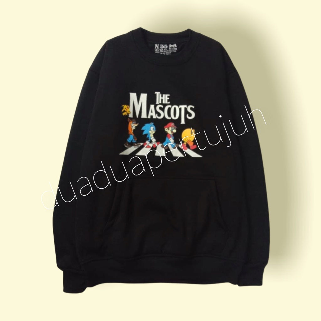 SWEATER HITAM CREWNECK HITAM MASCOT MARIO BROSS CREWNECK SABLON SWEATER SABLON