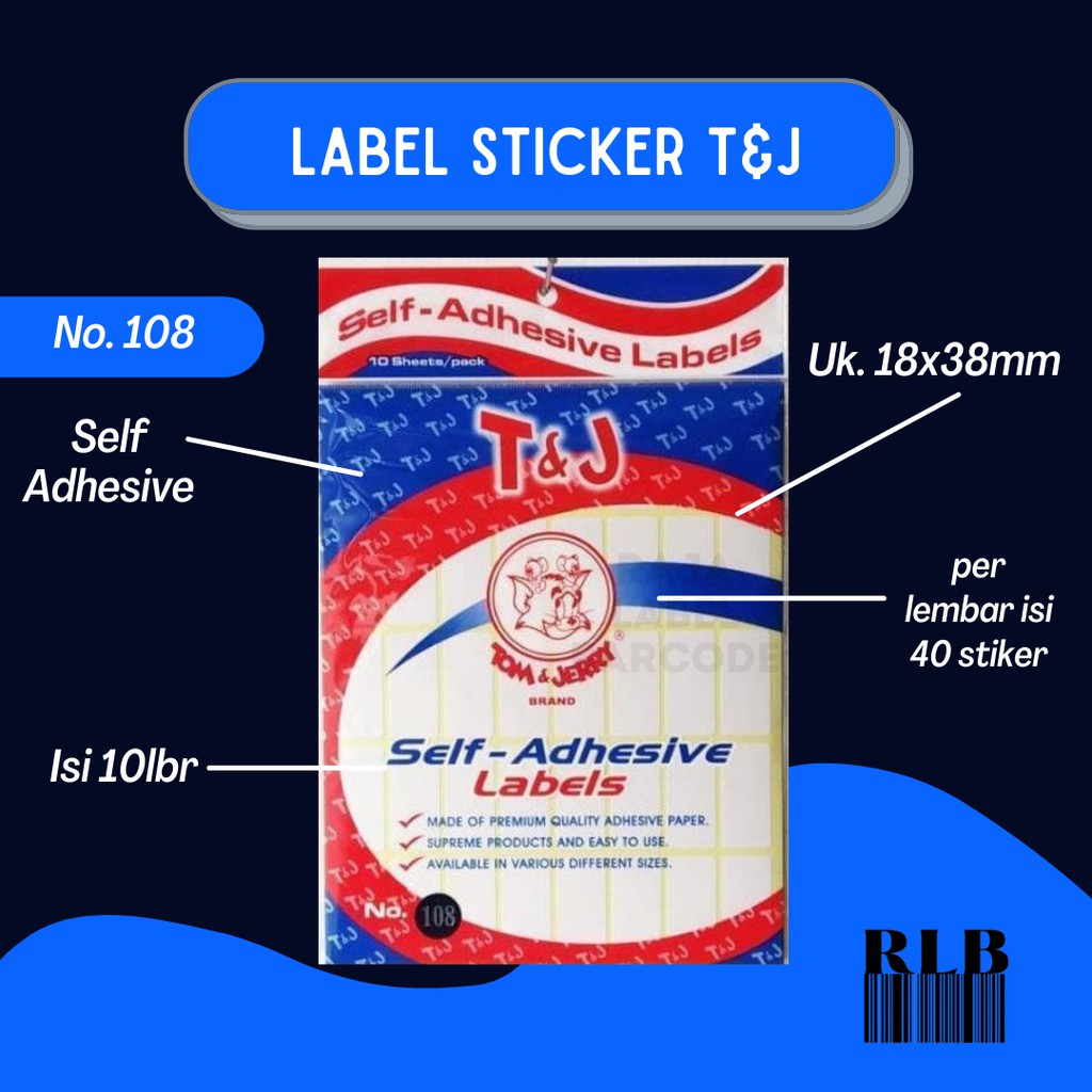 

LABEL TOM AND JERRY NO. 108 UKURAN 18X38mm