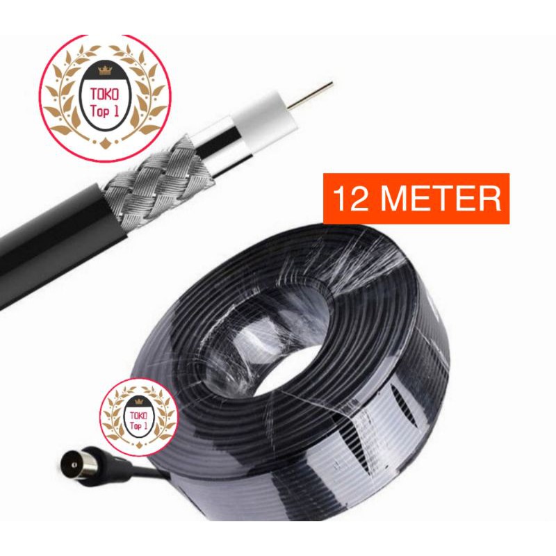 Kabel Parabola RG6 12M lengkap Konektor / kabel tv / kabel anten