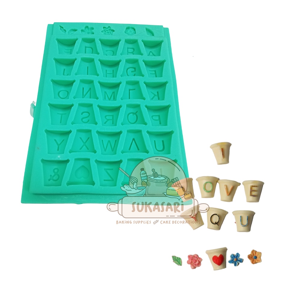 

Silicone mould alphabet bunga pot (8) (cetakan huruf pot)