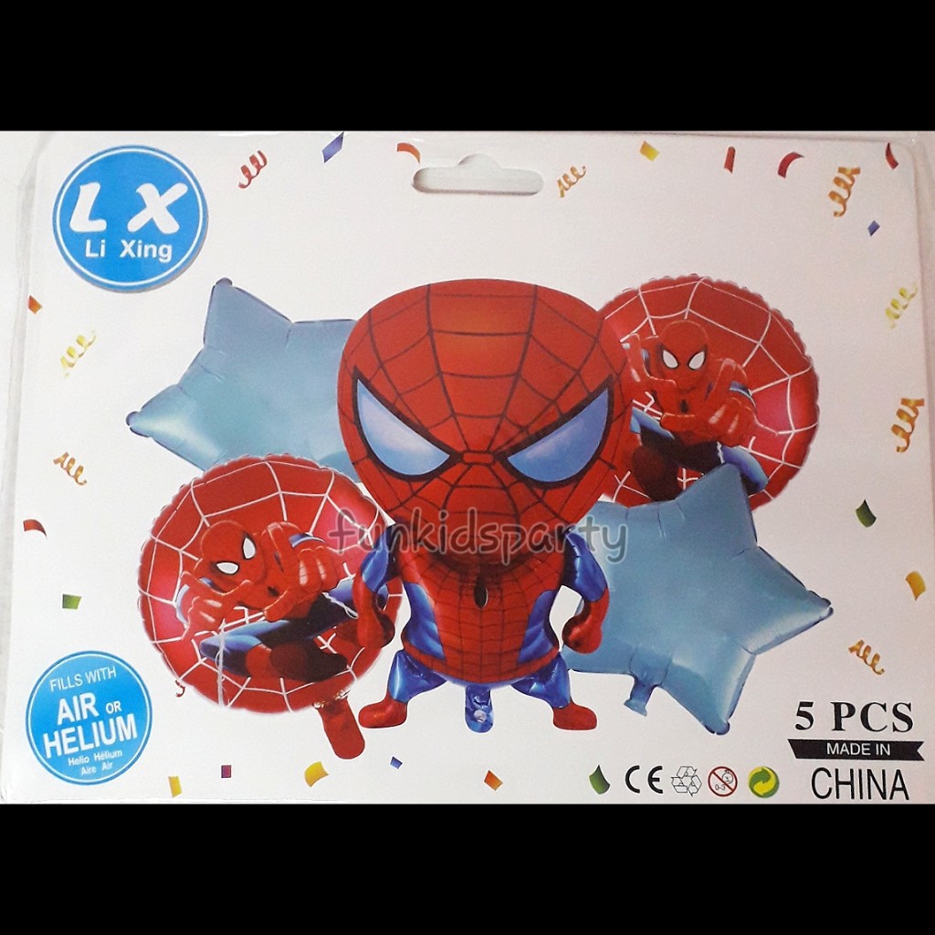BALON FOIL SPIDERMAN SET/ SET BALON DEKORASI ULTAH / BALON SET KARAKTER