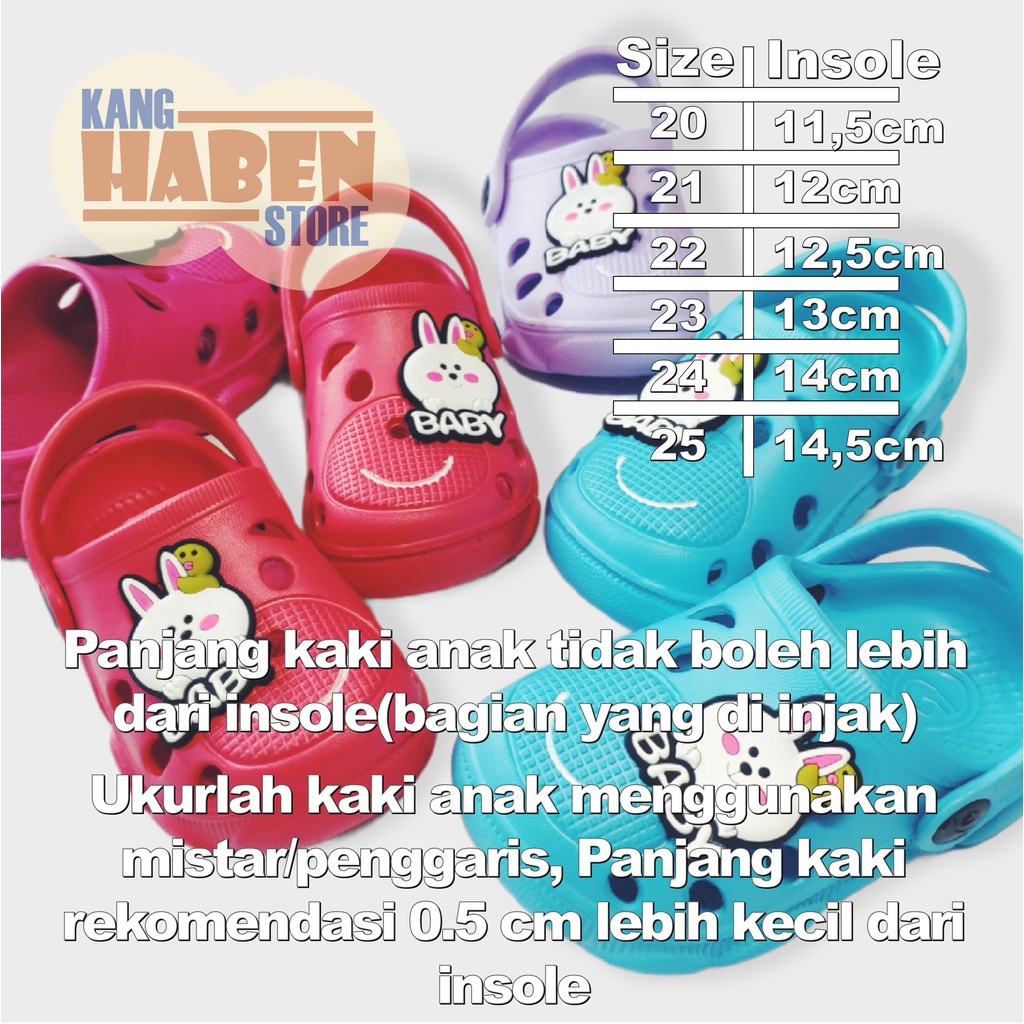 Sandal Baim Anak Bayi Cewek Karakter Kelinci Lucu Sendal Karet 355KEL