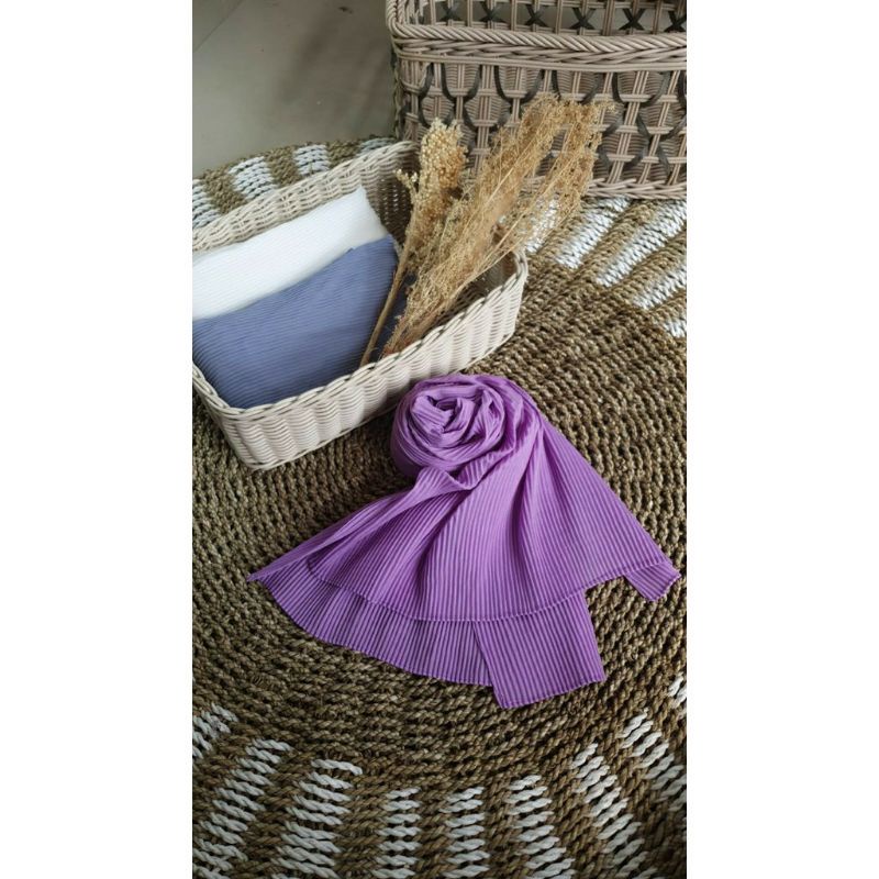 (GRAB INSTAN) HIJAB PASHMINA CERUTY 200x75 JILBAB PASHMINA CERUTY BABYDOLL PREMIUM TEPI JAHIT-Lilac