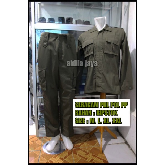 SERAGAM PDL POL PP SATPOL PP coklat kehijauan brimob motif kotak kotak ripstop