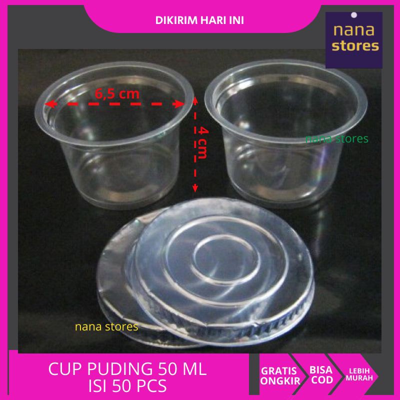 Gelas plastik puding,cup puding plastik 50 ml isi -+ 50 pcs