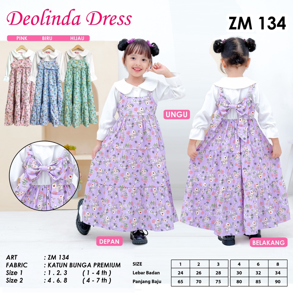 ( 1 - 7  tahun ) dress anak kecil perempuan fashion / tunik anak fashion - Deolinda Dress - ZM 134 -