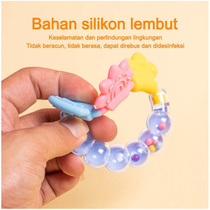 Mainan gigitan bayi/Mainan Rattle Genggam Bayi Gigitan Empeng Buah Plastik Dengan Teether Gelatin/Gigitan bayi teether