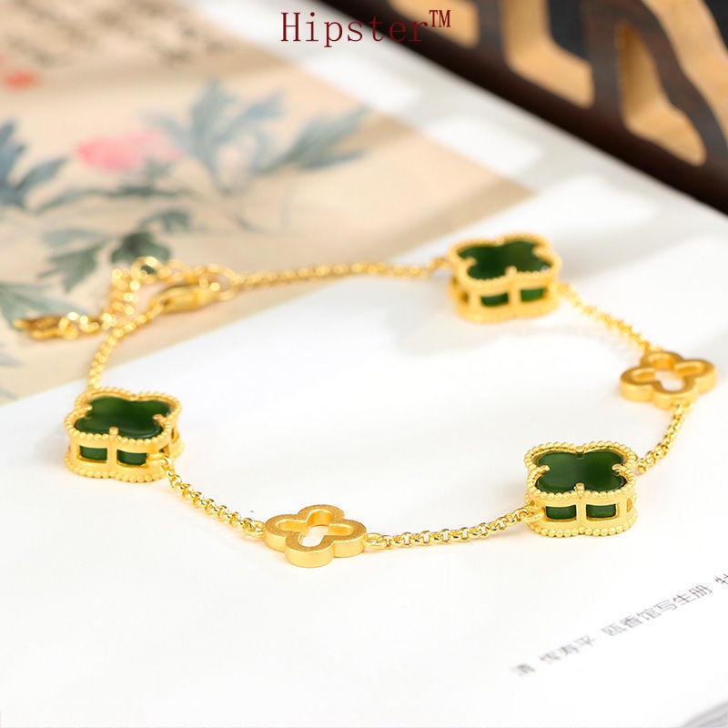 Bracelet Necklace Gold Inlaid Hetian Chalcedony Pendant Set