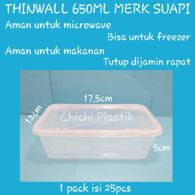 Thinwall food container 650ml / Kotak Makan Bening / Mangkok plastik / Mangkok Bening