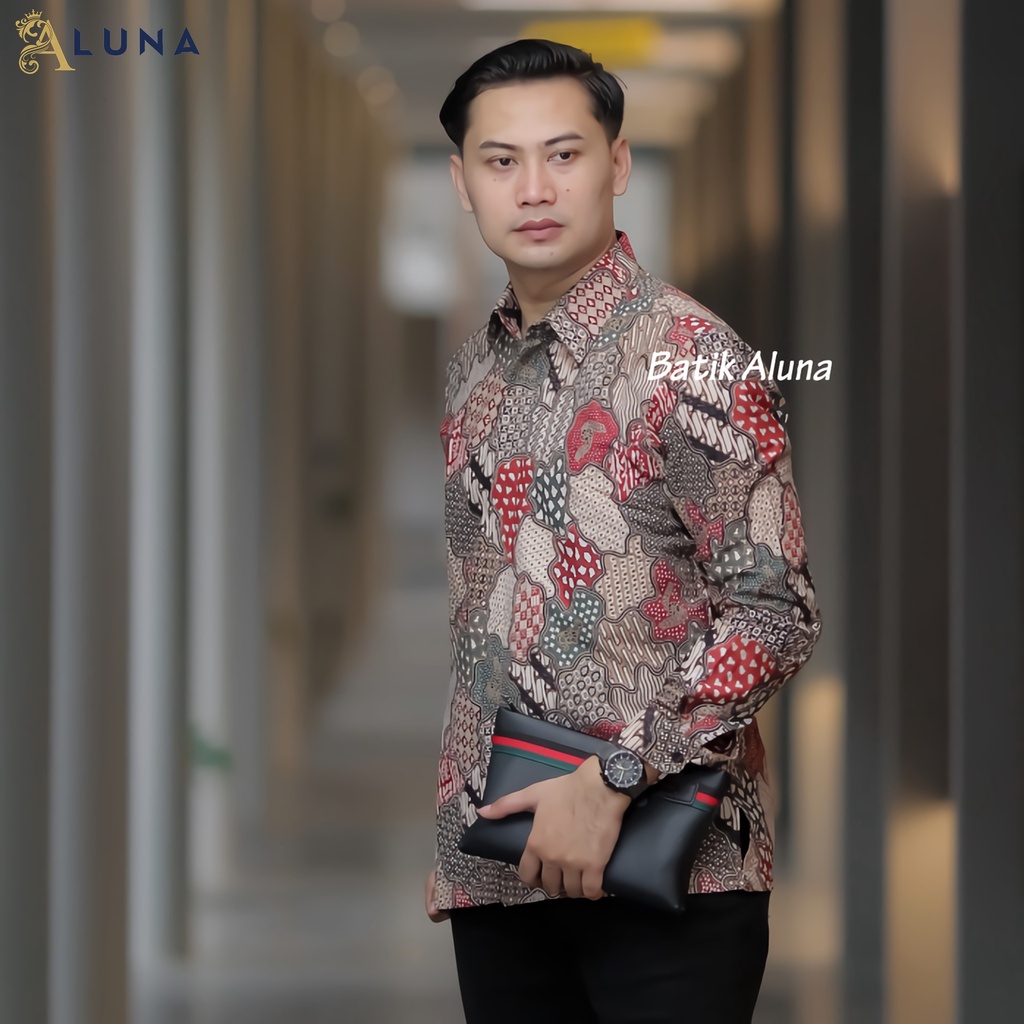 KEMEJA BATIK PRIA PREMIUM LENGAN PANJANG REGULAR BATIK ALUNA PCW 031