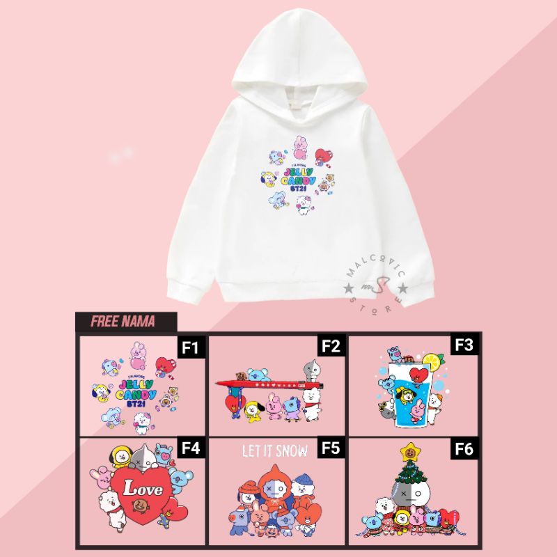 Hoodie Sweater Anak BT21 UNISEX / Hoodie Anak Perempuan BT21 / Hoodie Anak Laki Laki BT21 / Sweater 