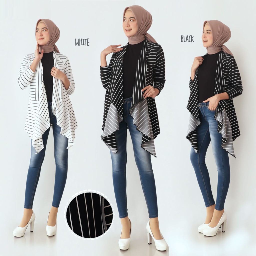 Cardigan - Kardigan motif Salur bahan premium 06