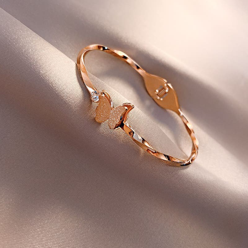 gelang bangle wanita cewek fashion Kupu-kupu Intan gold rose impor murah terbaru 2020 gak luntur