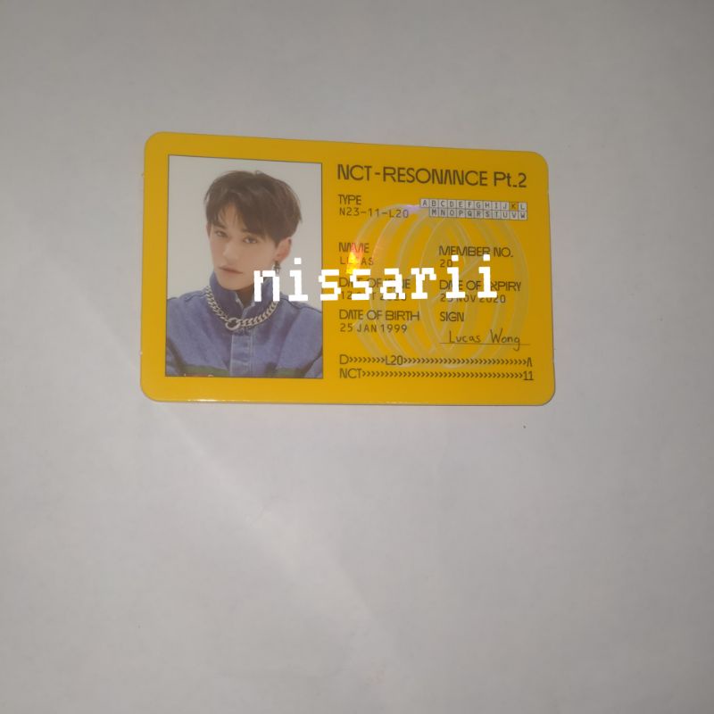 WTS WTB Lucas departure Photocard PC id card nct 2020