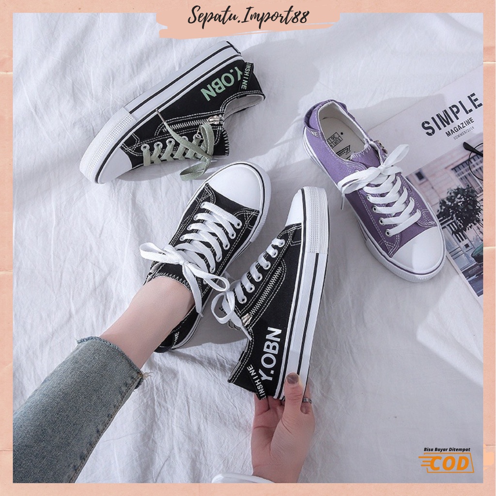 [SEPATU.IMPORT88] SP 518 Sepatu Wanita Sneakers Tali Kanvas Model Terbaru 2021 Trendy dan Elegan