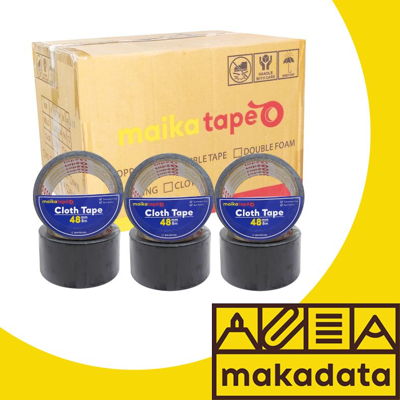 

LAKBAN LINEN | CLOTH TAPE HITAM MAIKATAPE 48MM (1BOX) MURAH
