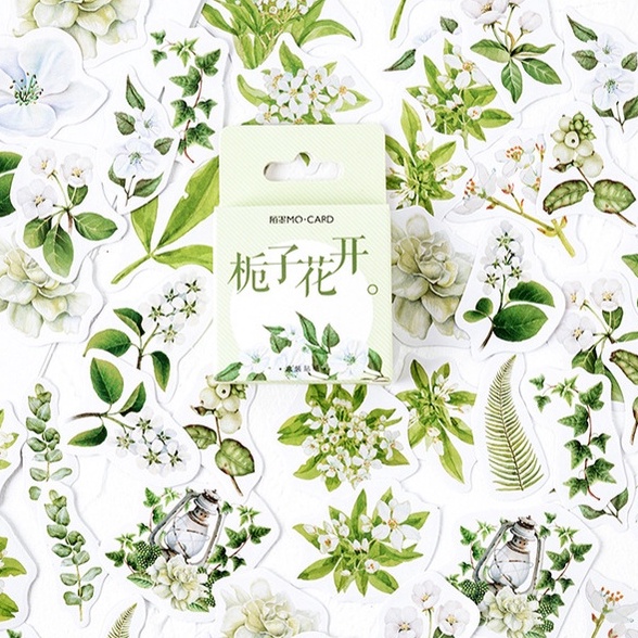 46pcs/set Stiker Motif Bunga Matahari Dan Daun Dengan Perekat Untuk Scrapbook