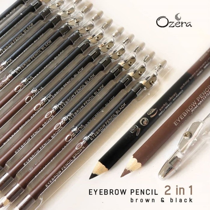 Pensil Alis Ozera Eyebrow Pencil 2 in 1 dengan serutan