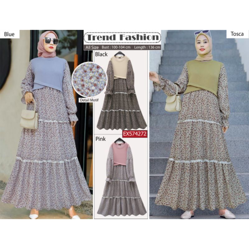 Extu original gamis rompi bunga