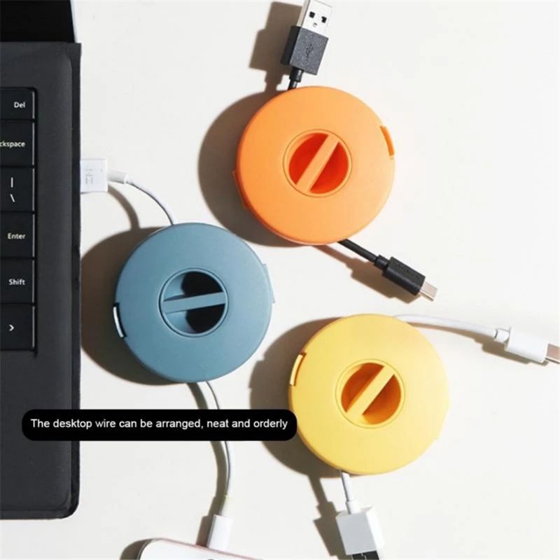 Portable Round USB Cable Winder,Small Cable Organizer Rotatable