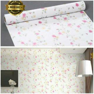 wallpaper sticker dinding  kamar  putih bunga mawar pinx 