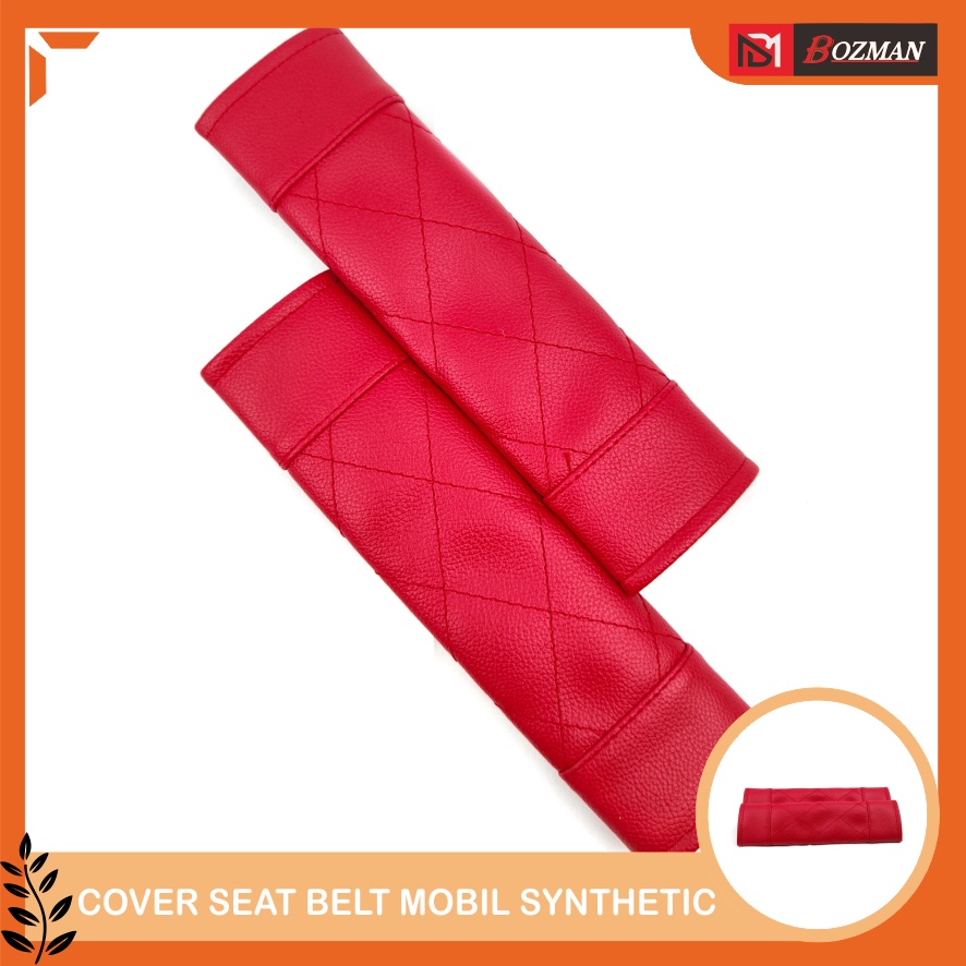 Cover Seat Belt Kulit Sintetis Bozman Mobil Keselamatan Safety Berkendara Motif