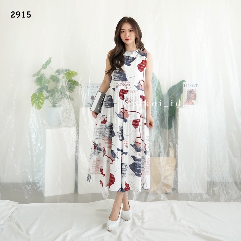 Sleeveless dress panjang / dress korean style summer dress pantai / dress maxi kpop kekinian / 2915