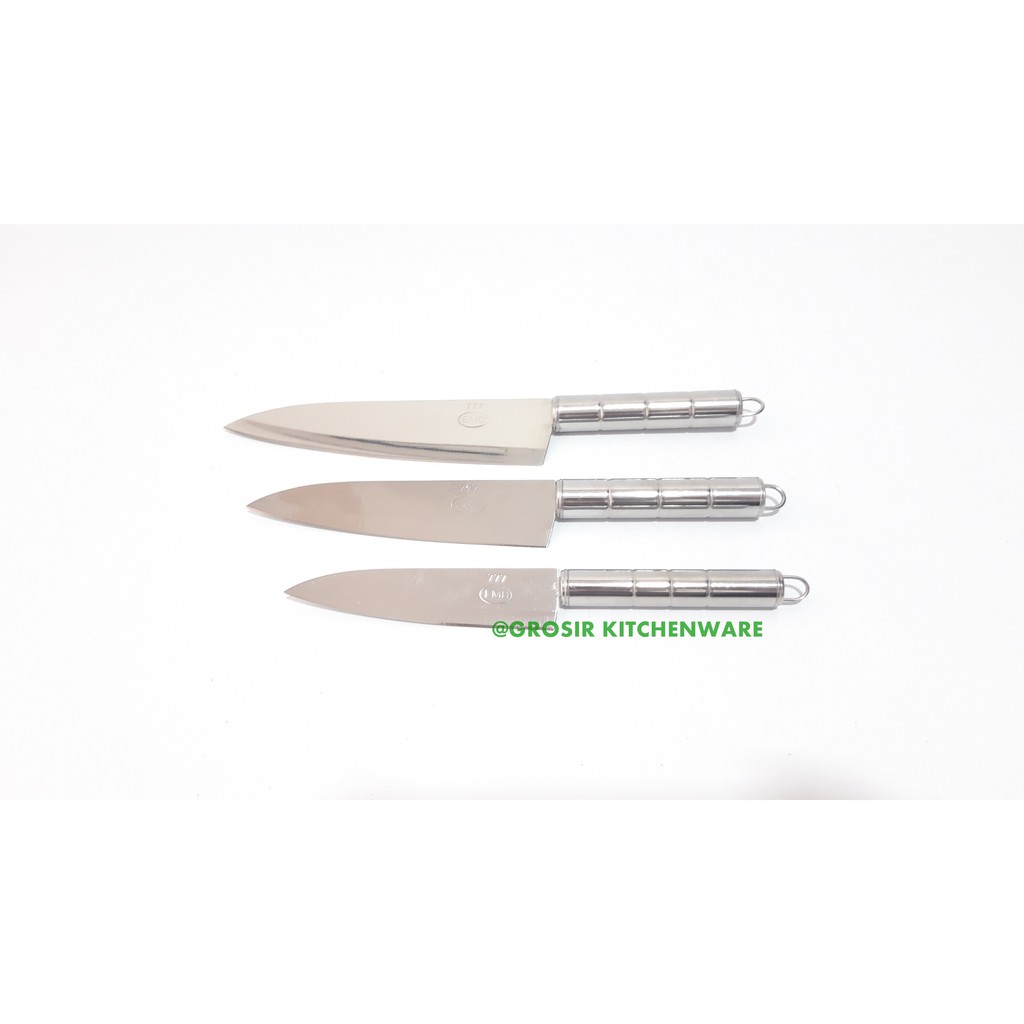 Pisau Dapur Set Stainless Steel Lancip/ Chef Knife Gagang Isi 3 Ukuran 5 6 7