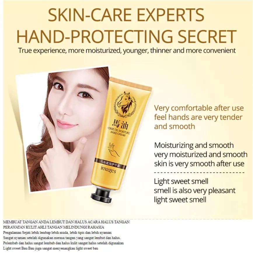 BEAUTY JAYA - Images Hand Cream Horse Oil /Krim Melembabkan Kulit Tangan Kaki Kering Kasar dan Tumit Pecah2