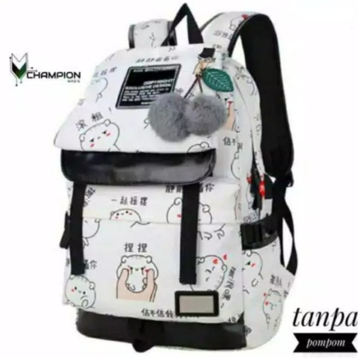 tiyig_store - Tas Sekolah Untuk Anak Perempuan Anak Laki-laki Sd Tk Smp_Tas Murah Kucing Jepang-PUTIH