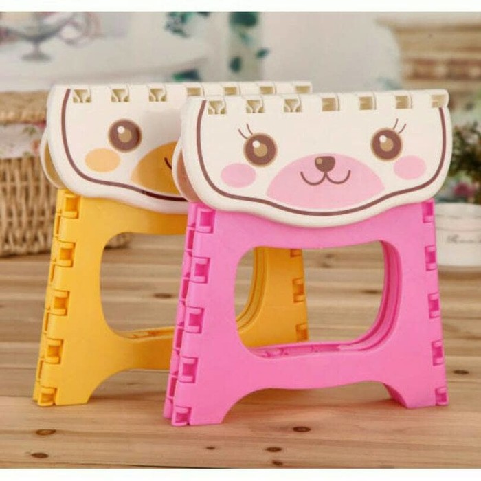 Kursi Lipat Mini Plastik Anak Serbaguna Foldable Chair Portable Kartun
