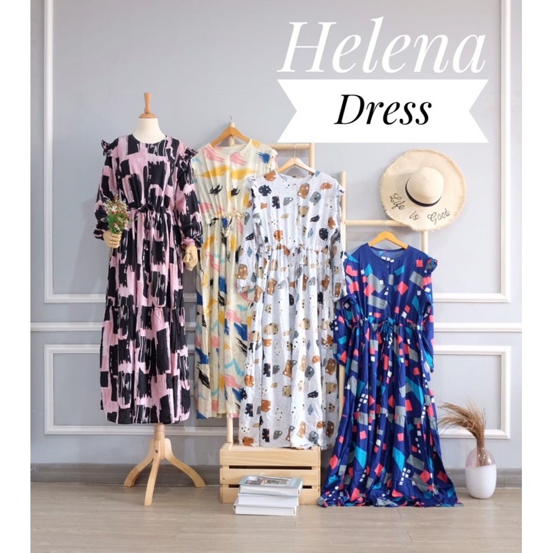 eucalia HELENA DRESS gamis maxi dress rayon motif busui friendly