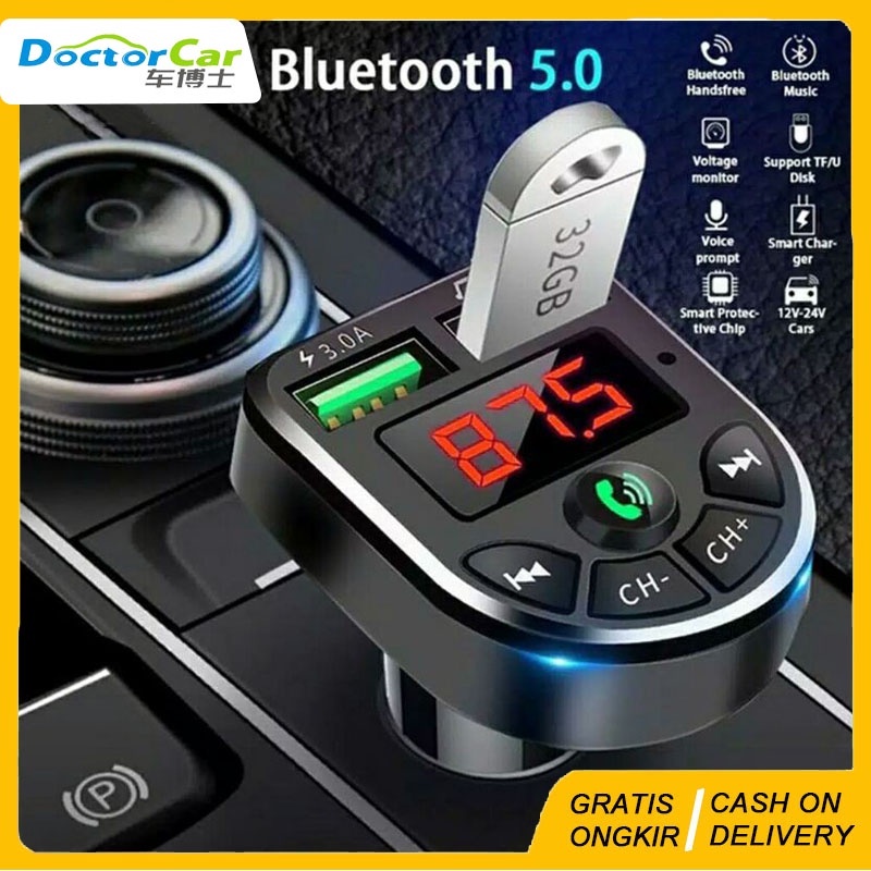 Charger Mobil FM Modulator Bluetooth Receiver Mp3 Transmitter Audio Dual Port USB