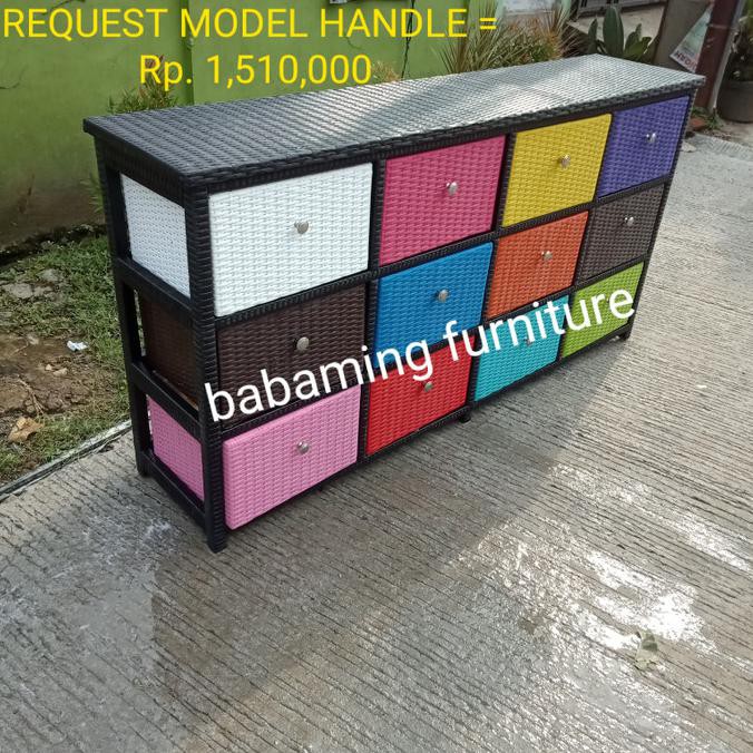 Ready Oke] Lemari Laci 12 Rotan Sintetis