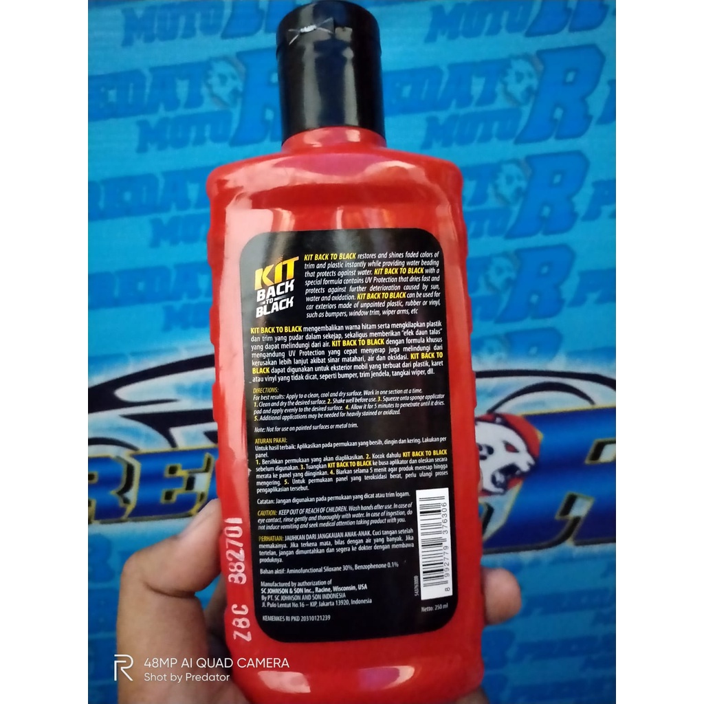 PENGHITAM BODY TRIM MOTOR MOBIL 250ml KIT BACK TO BLACK TAHAN LAMA BOTOL BESAR