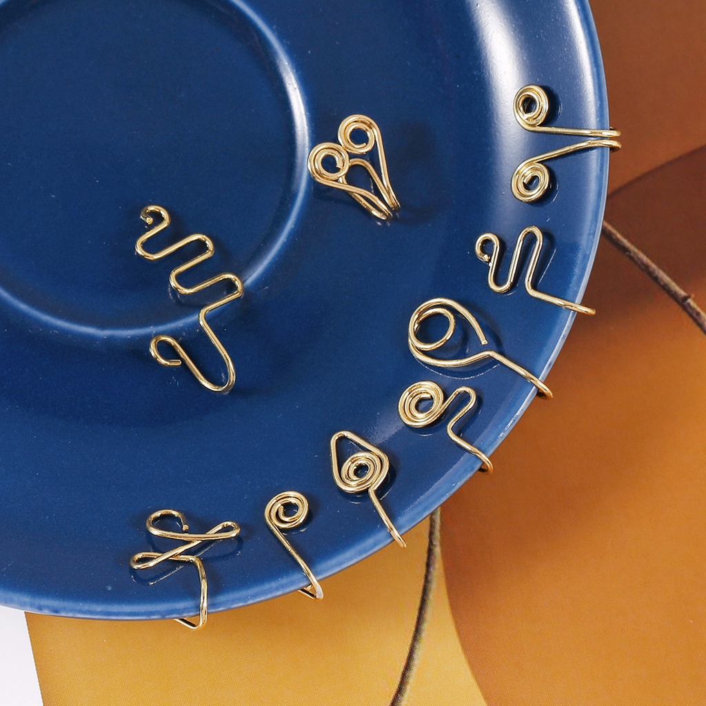 Hu Hu Hu Hu Hu Alat Bantu Pasang Kacamata♡ 9 / 12 Pcs Cincin Klip Hidung Palsu Bahan Alloy Aksen Mutiara Imitasi Gaya Retro Untuk Wanita