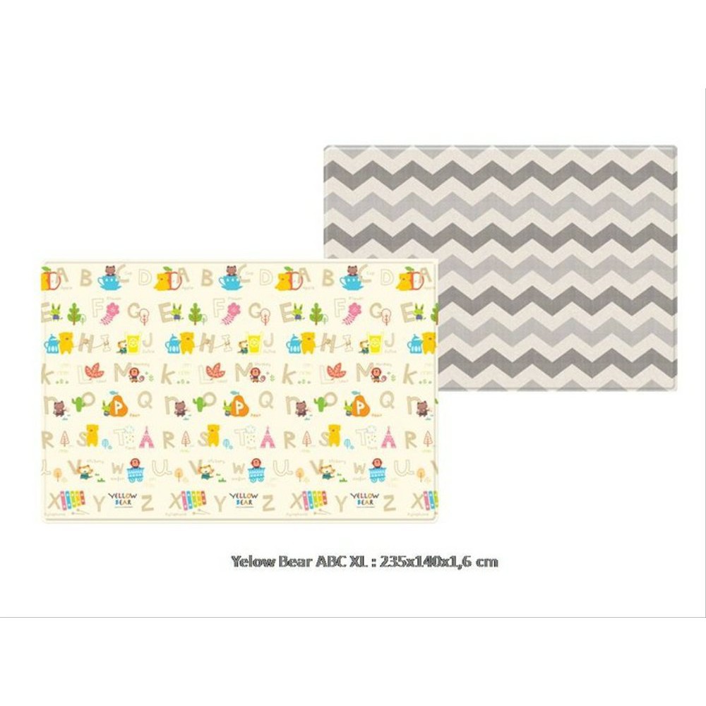 CobyHaus Playmat XL (235 x 140 x 1.6 cm) - Yellow Bear Indian ABC &amp; Special Zig Zag