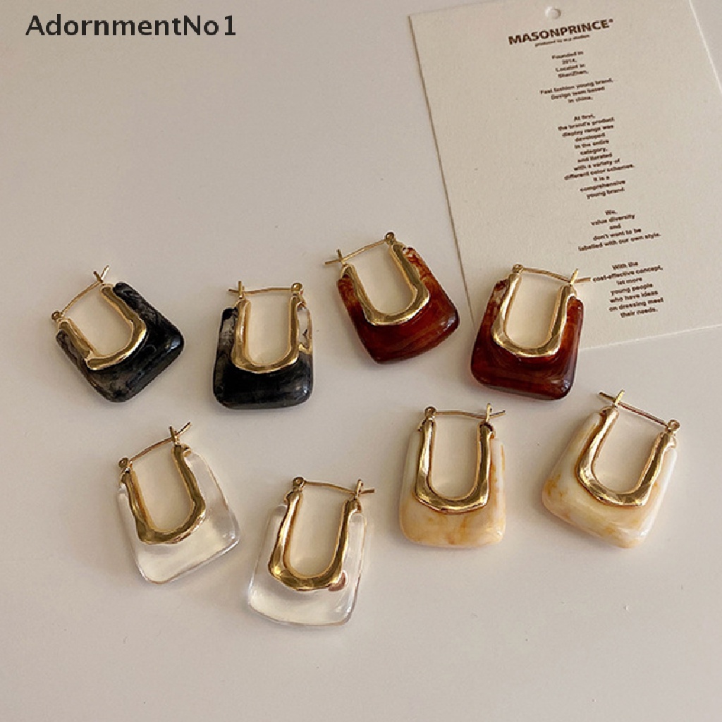 (AdornmentNo1) Anting Bulat Geometri Asimetris Bahan Resin Akrilik Transparan Untuk Wanita