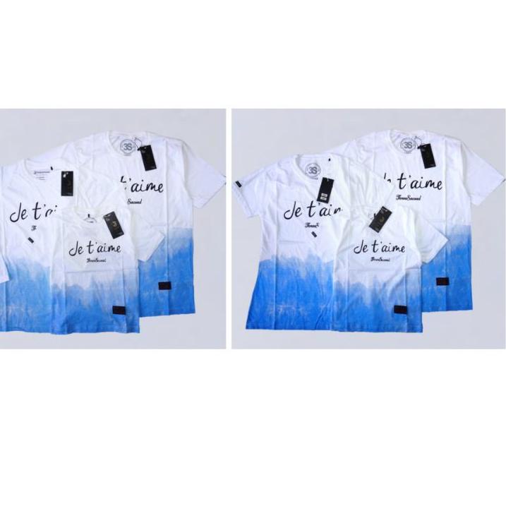 Terbaru.. ANAK 1 - 10 TAHUN KAOS 3SECOND COUPLE FAMILY KELUARGA je taime WARNA Putih BIRU