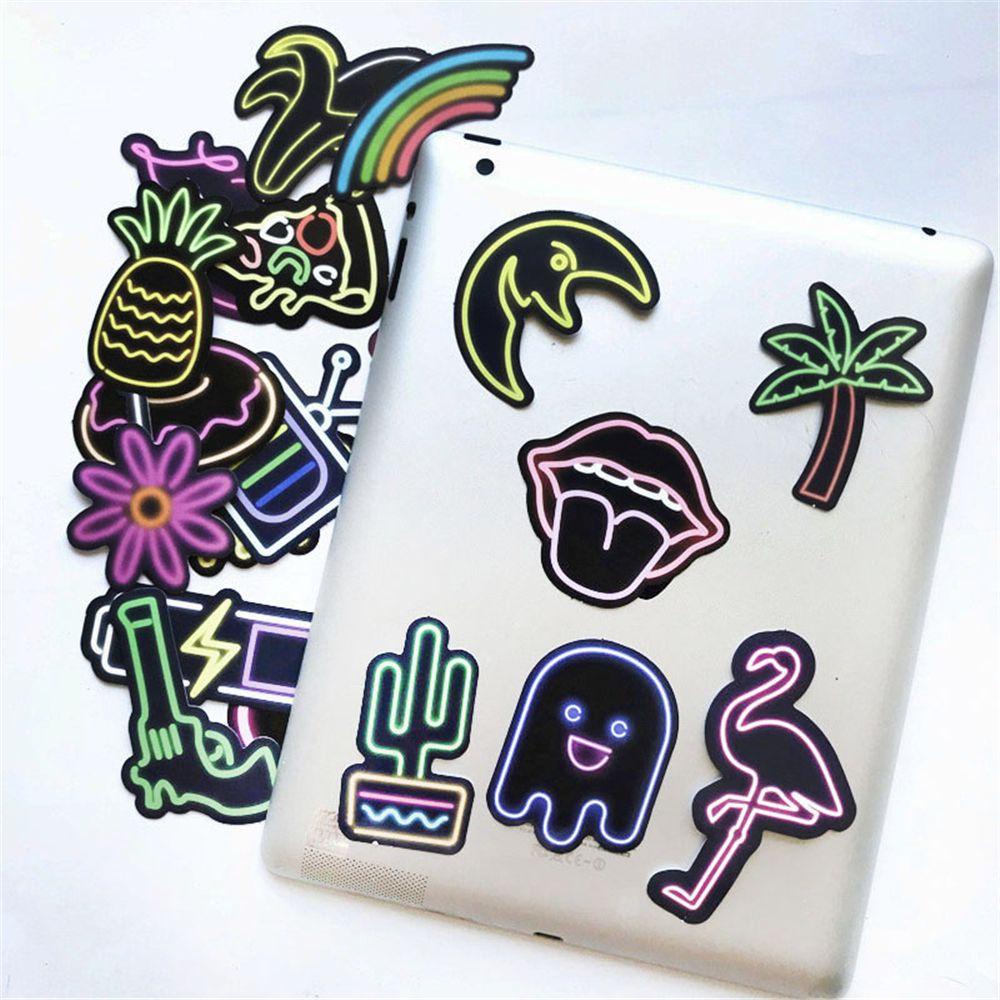 R-flower21/50/100pcs no repeating Neon Light Stiker Vinyl PVC Foto Laptop DIY Craft Koper Sepeda Dekor